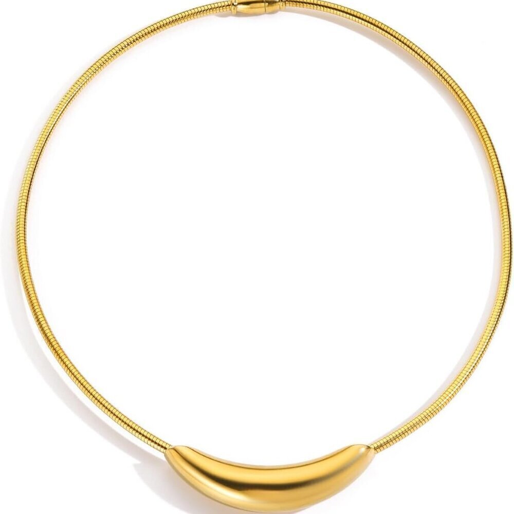 Stainless Steel Choker Necklace Gold 16.75in Statement Snake Chain Jewelry